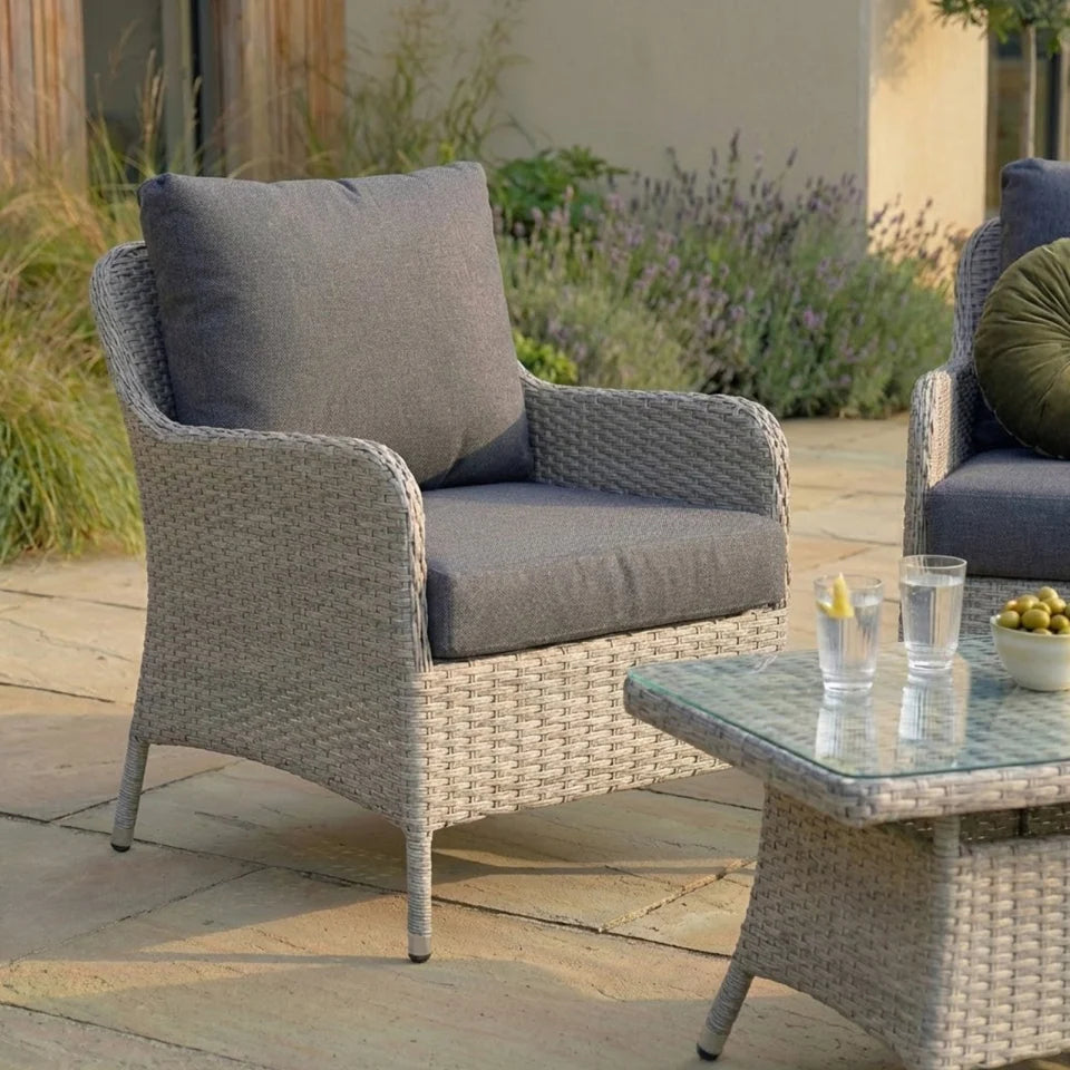 Emily Rattan 2 Seater Sofa Lounging Set in Moon Grey