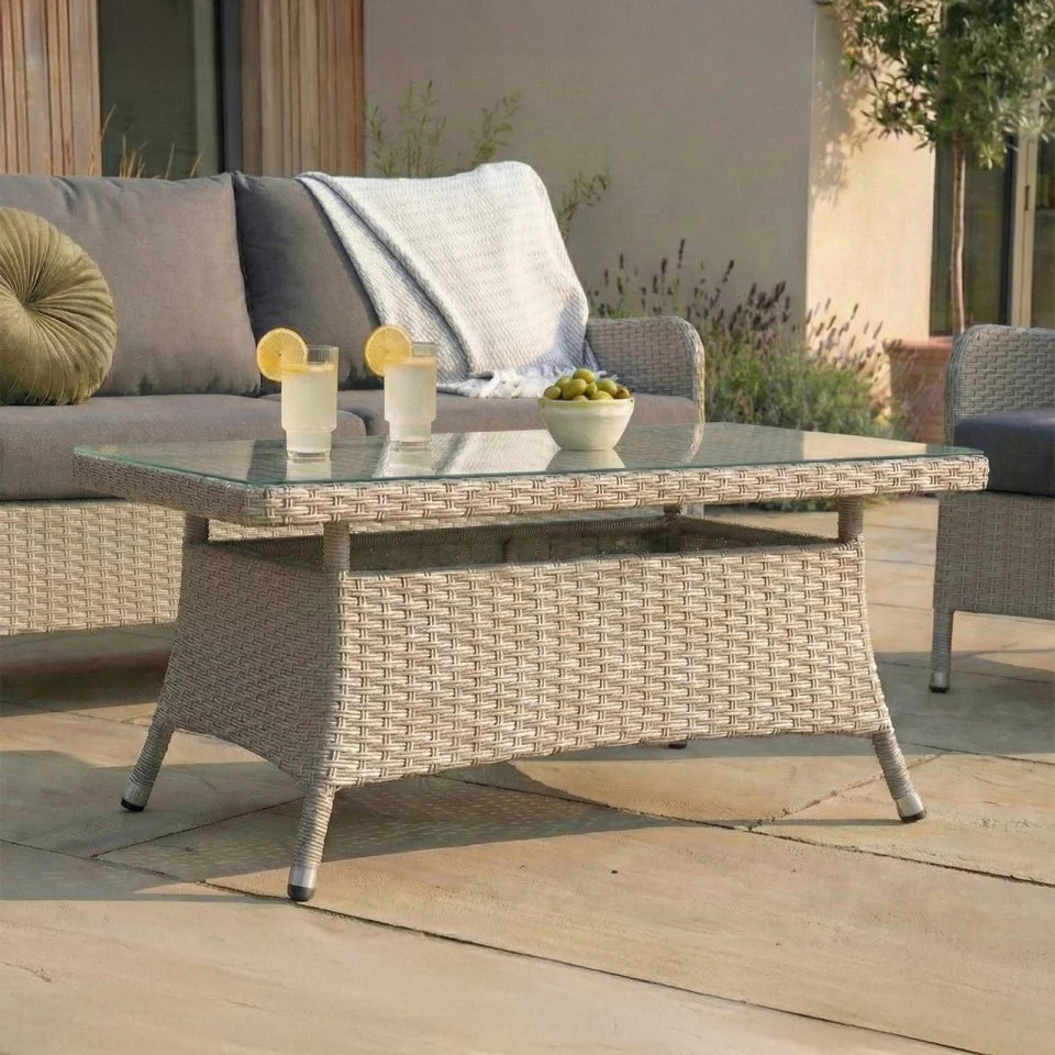 Emily Rattan 2 Seater Sofa Lounging Set in Moon Grey