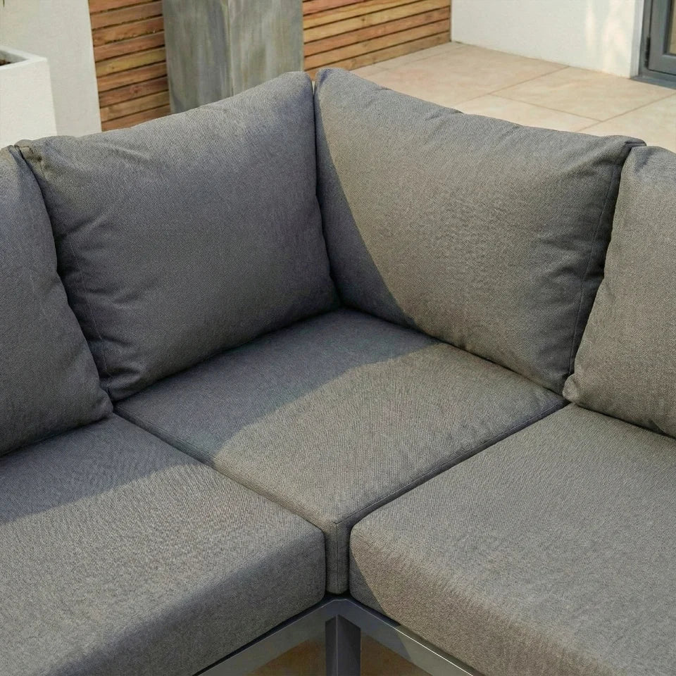 Caleb Rattan Aluminium Corner Sofa Lounging Set in Dapple Grey