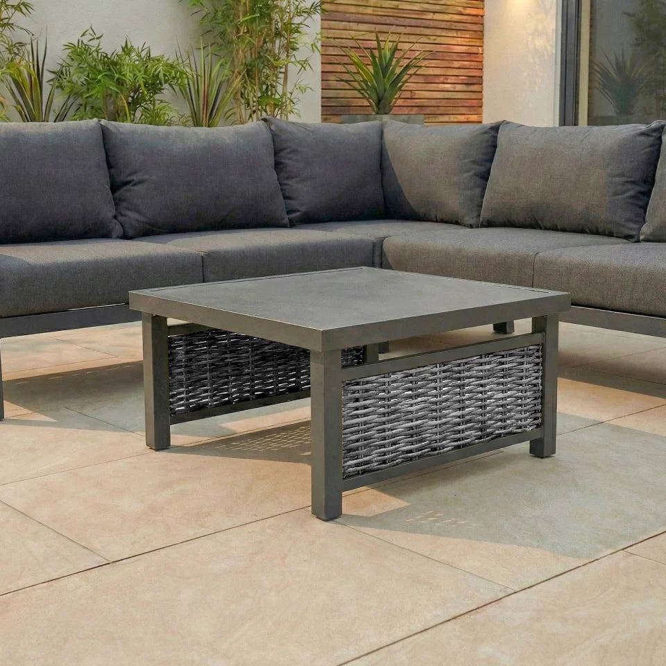 Caleb Rattan Aluminium Corner Sofa Lounging Set in Dapple Grey