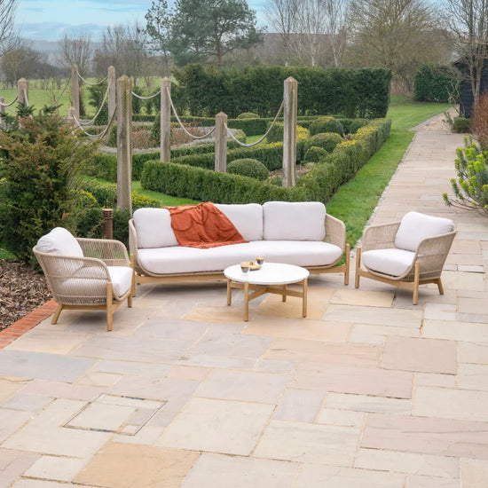 Madison Wood Rope 3 Seater Sofa Lounging Set in Natural