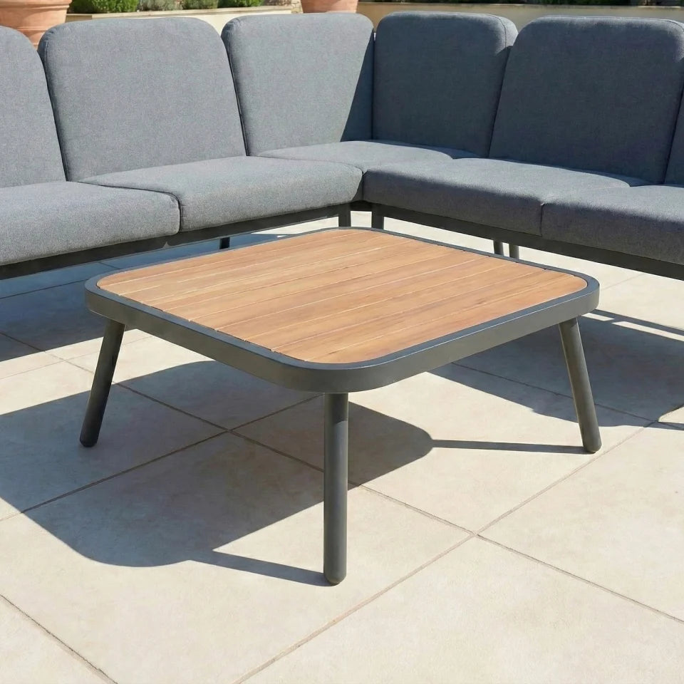 Piper Aluminium Wood Look Corner Sofa Lounging Set in Graphite Grey