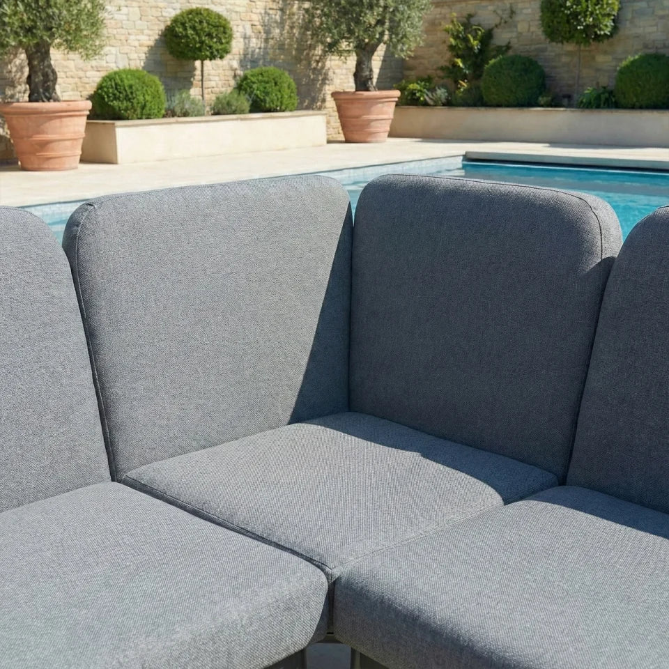 Piper Aluminium Wood Look Corner Sofa Lounging Set in Graphite Grey