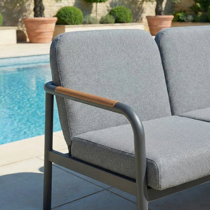 Piper Aluminium Wood Look Corner Sofa Lounging Set in Graphite Grey