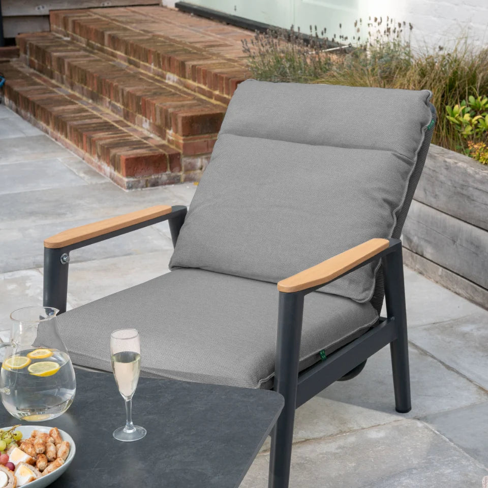Parker 2 Seater Aluminium Rope Reclining Lounge Dining Set with 2 Armchairs