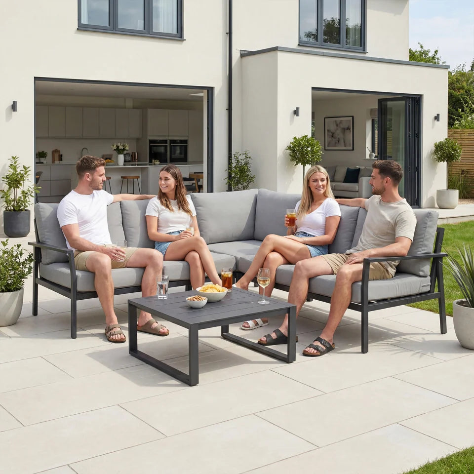 Macey Aluminium Corner Sofa Lounging Set in Graphite Grey