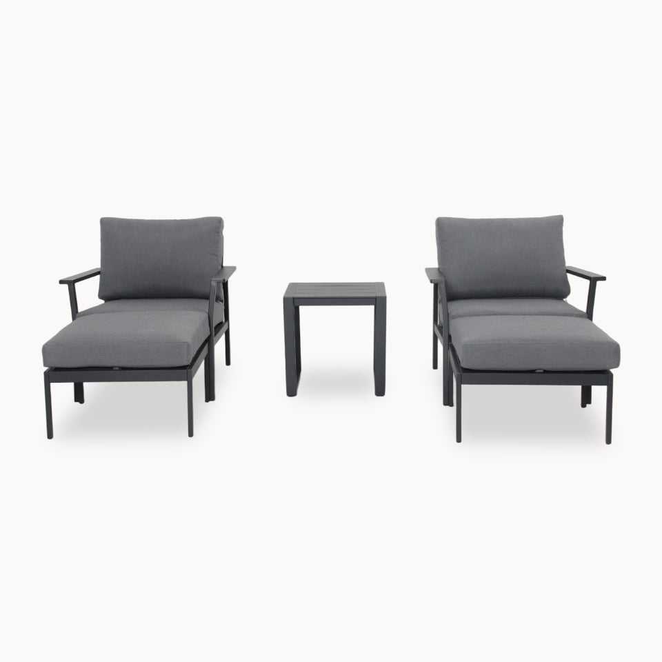 Macey Aluminium 5 Piece Lounging Set in Graphite Grey