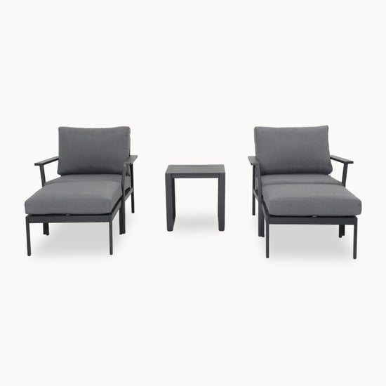 Macey Aluminium 5 Piece Lounging Set in Graphite Grey