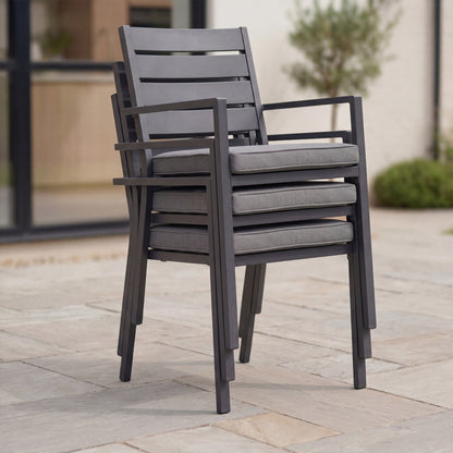 Macey 6 Seat Aluminium Dining Set - Rectangular Table in Graphite Grey
