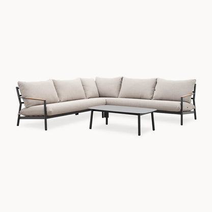 Monti Aluminium Wood Corner Sofa Lounging Set in Graphite Grey