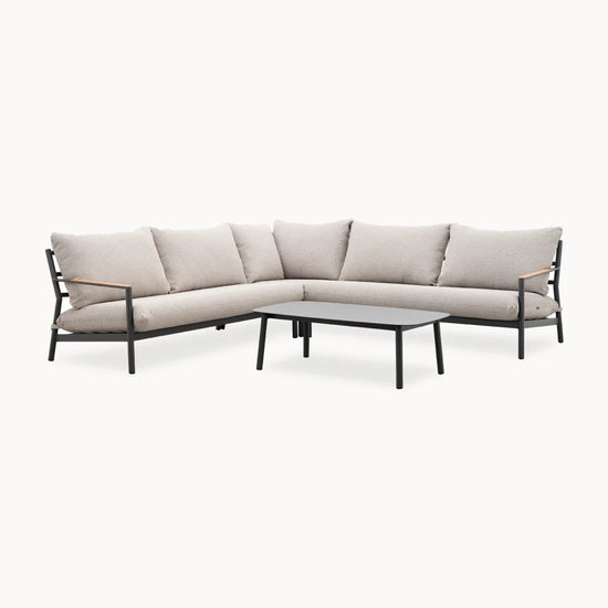 Monti Aluminium Wood Corner Sofa Lounging Set in Graphite Grey