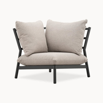 Monti Aluminium Wood Corner Sofa Lounging Set in Graphite Grey