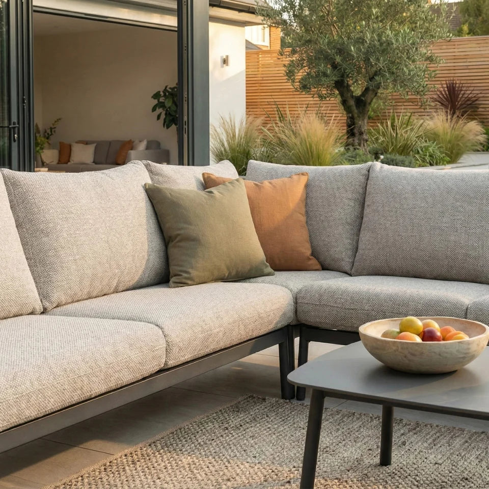 Monti Aluminium Wood Grande Corner Sofa Lounging Set in Graphite Grey
