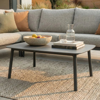Monti Aluminium Wood Grande Corner Sofa Lounging Set in Graphite Grey
