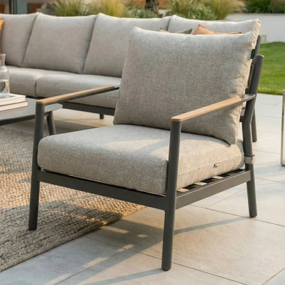 Monti Aluminium Wood Grande Corner Sofa Lounging Set in Graphite Grey