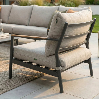 Monti Aluminium Wood Grande Corner Sofa Lounging Set in Graphite Grey