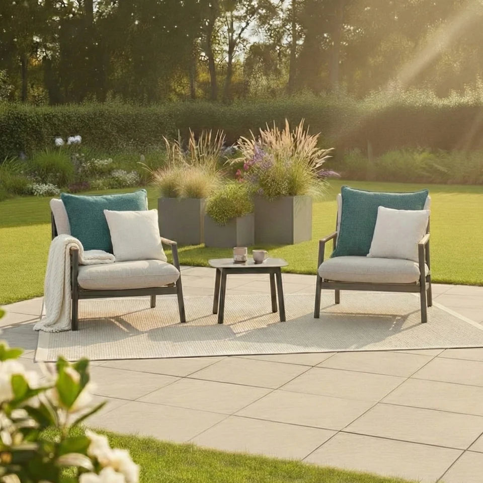 Monti Aluminium Wood 3 Piece Lounging Set in Graphite Grey