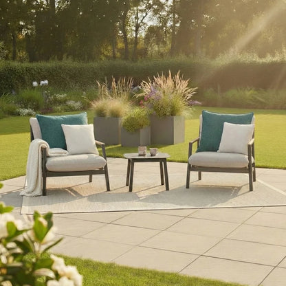 Monti Aluminium Wood 3 Piece Lounging Set in Graphite Grey