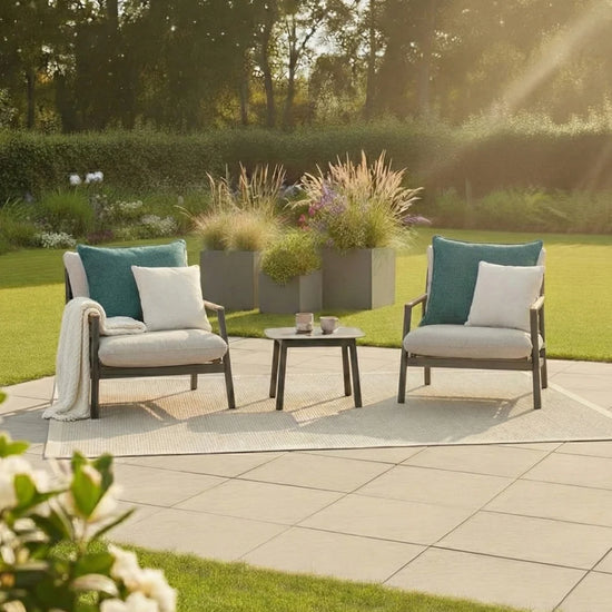 Monti Aluminium Wood 3 Piece Lounging Set in Graphite Grey
