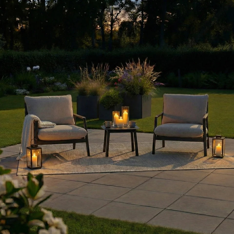 Monti Aluminium Wood 3 Piece Lounging Set in Graphite Grey