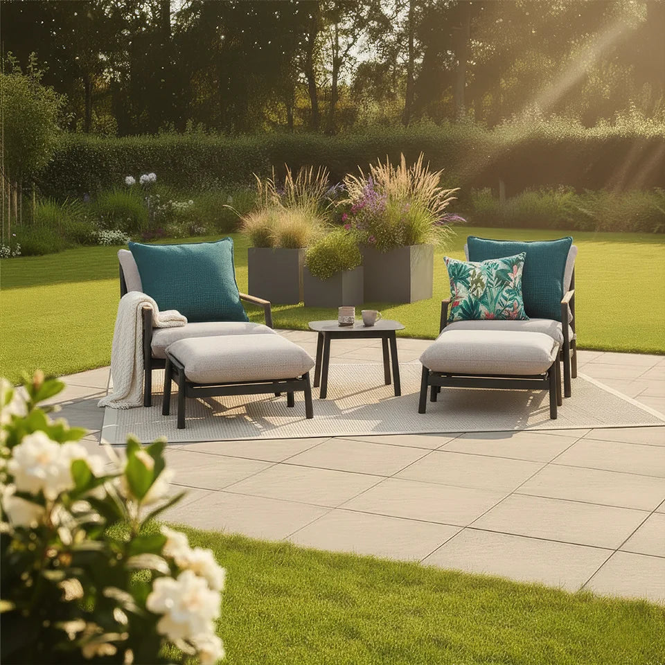 Monti Aluminium Wood 5 Piece Lounging Set in Graphite Grey