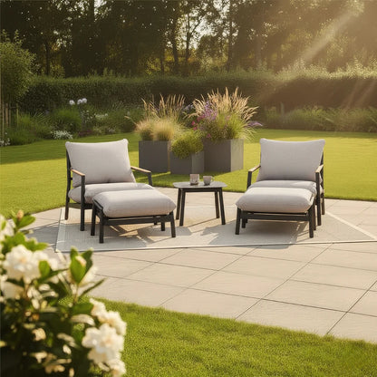 Monti Aluminium Wood 5 Piece Lounging Set in Graphite Grey