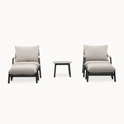 Monti Aluminium Wood 5 Piece Lounging Set in Graphite Grey