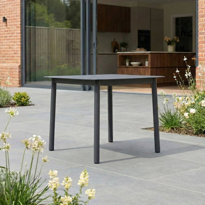 Monti 4 Seat Aluminium Wood Dining Set - Sqaure Table in Graphite Grey