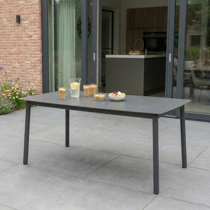 Monti 6 Seat Aluminium Wood Dining Set - Rectangular Table in Graphite Grey