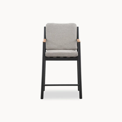 Monti 6 Seat Aluminium Wood High Dining Set - Rectangular Table in Graphite Grey