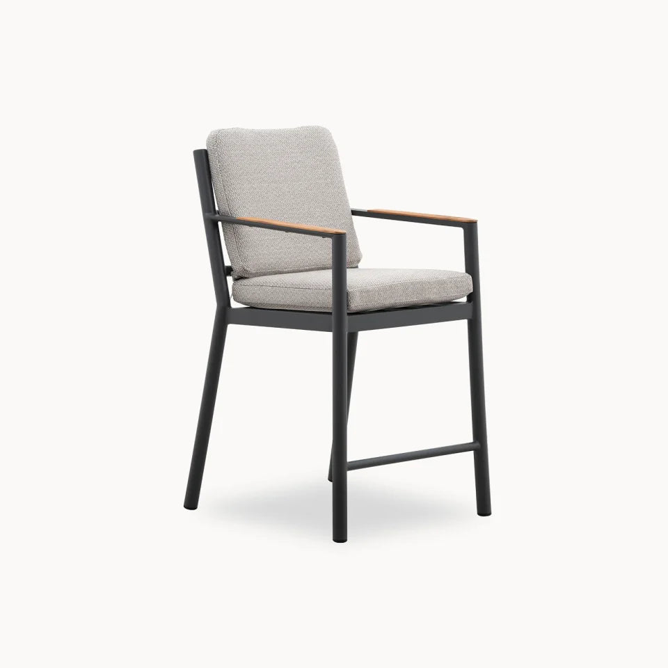 Monti 8 Seat Aluminium Wood High Dining Set - Rectangular Table in Graphite Grey