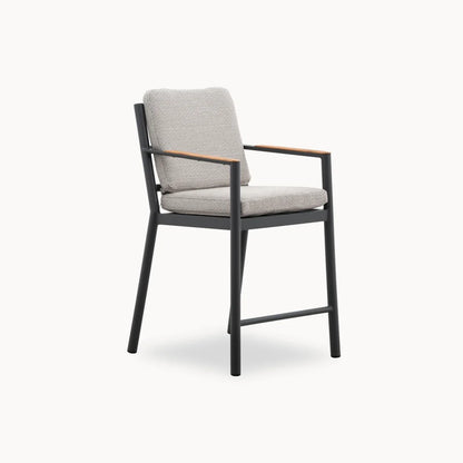 Monti 8 Seat Aluminium Wood High Dining Set - Rectangular Table in Graphite Grey