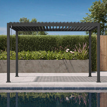 Classic Aluminium Metal Pergola in Graphite Grey - 4.0m x 3.0m Free Standing