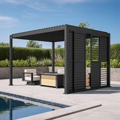 Classic Aluminium Metal Pergola in Graphite Grey - 4.0m x 3.0m Free Standing