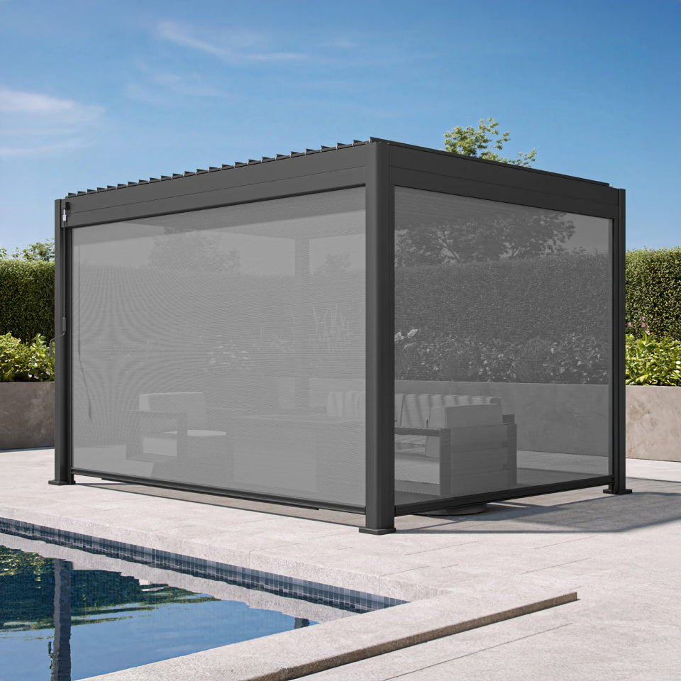 Classic Aluminium Metal Pergola in Graphite Grey - 4.0m x 3.0m Free Standing