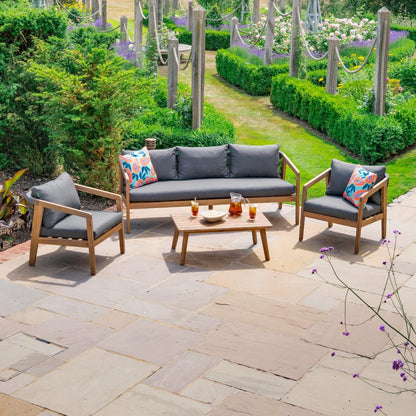 Aida Acacia Wood Rope 3 Seater Sofa Lounging Set in Anchor Grey