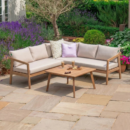 Aida Acacia Wood Rope Corner Sofa Lounging in Natural