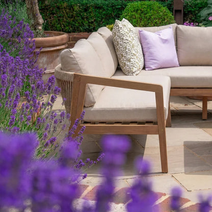 Aida Acacia Wood Rope Corner Sofa Lounging in Natural