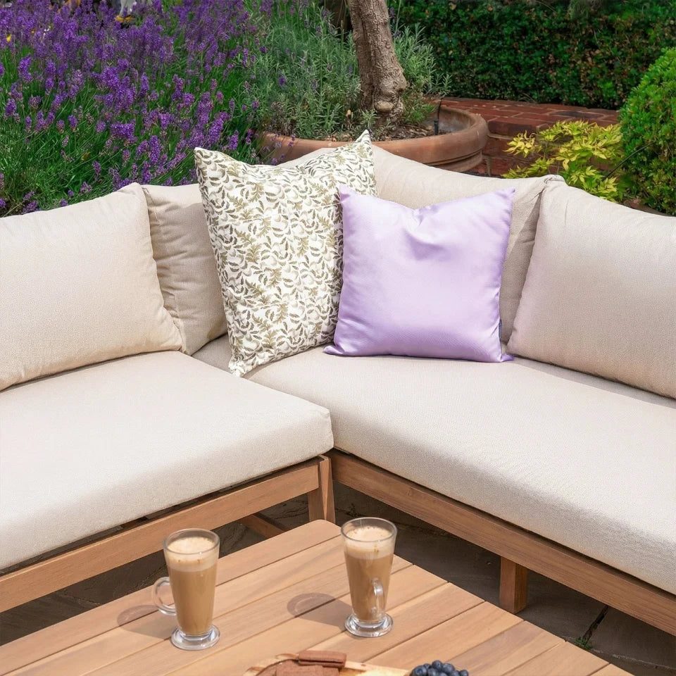 Aida Acacia Wood Rope Corner Sofa Lounging in Natural