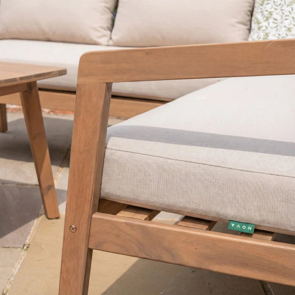 Aida Acacia Wood Rope Corner Sofa Lounging in Natural