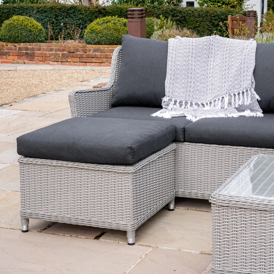 Talia Rattan Large Corner Sofa Lounging Set in White Wash