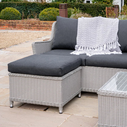 Talia Rattan Large Corner Sofa Lounging Set in White Wash