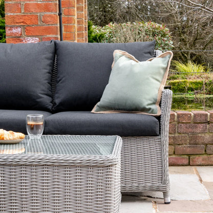 Talia Rattan Large Corner Sofa Lounging Set in White Wash