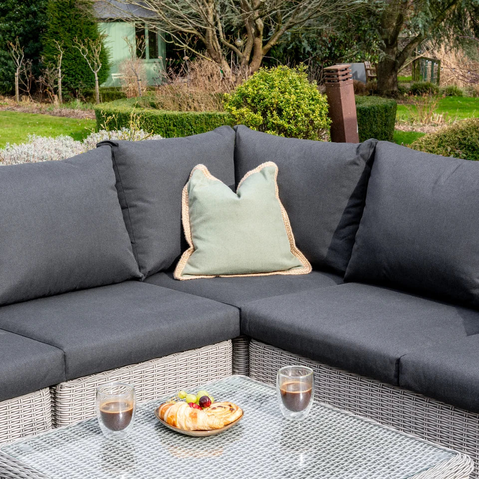 Talia Rattan Large Corner Sofa Lounging Set in White Wash