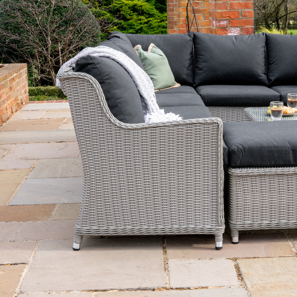 Talia Rattan Large Corner Sofa Lounging Set in White Wash
