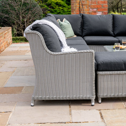 Talia Rattan Large Corner Sofa Lounging Set in White Wash