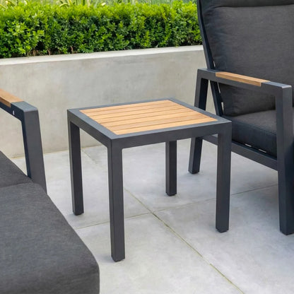 Juno Aluminium Wood Look Reclining 5 Piece Lounging Set in Graphite Grey