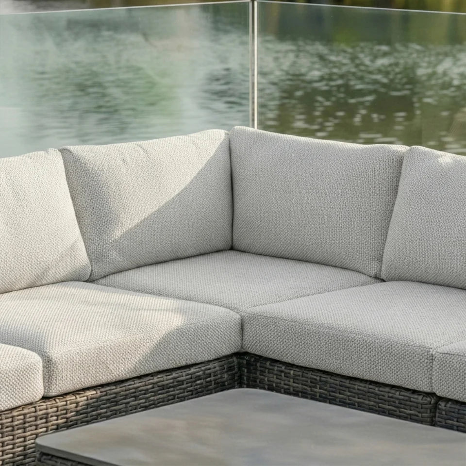 Brodie Rattan Corner Sofa Lounging Set in Harbour Grey
