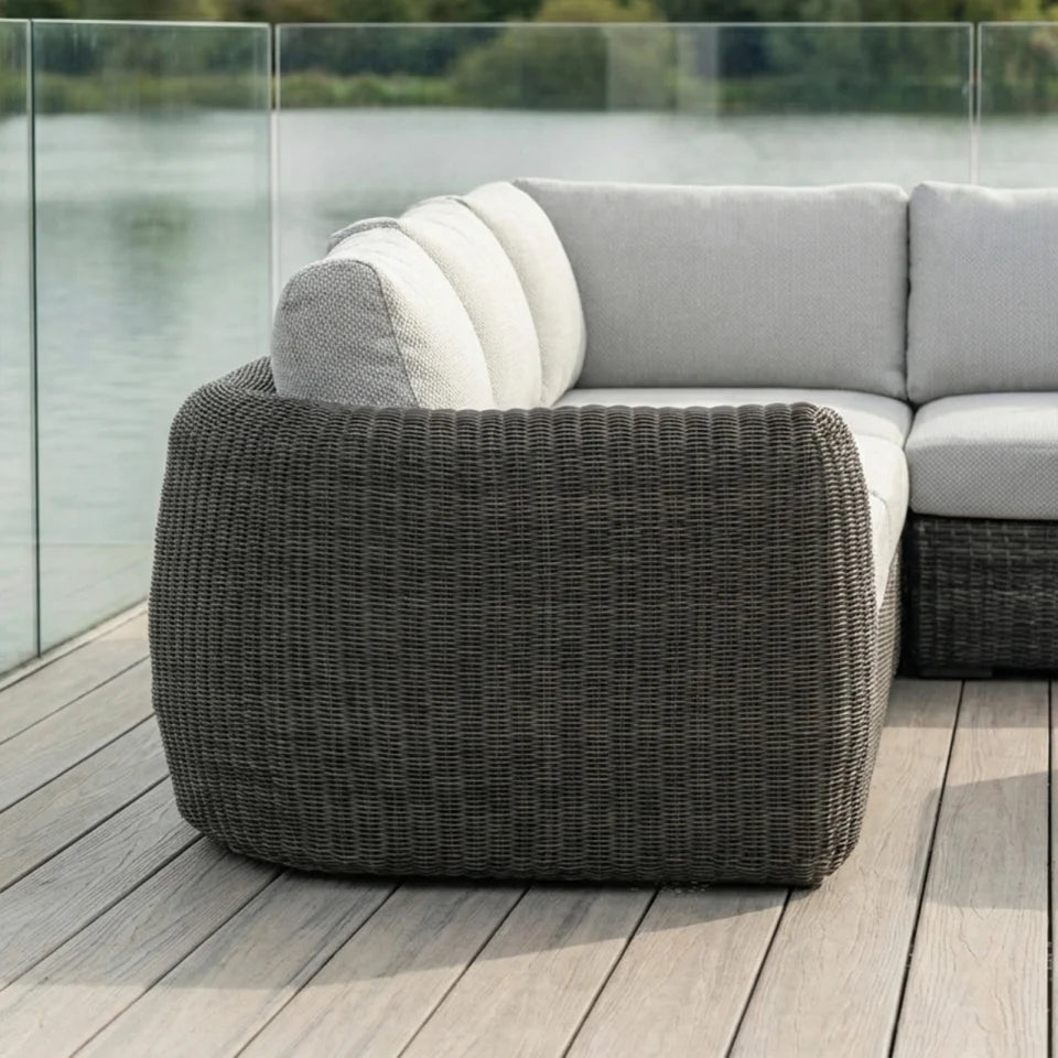 Brodie Rattan Corner Sofa Lounging Set in Harbour Grey