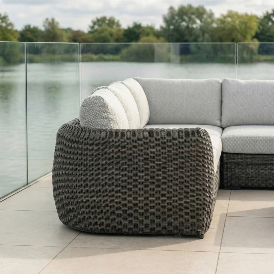 Brodie Rattan Large Corner Sofa Lounging Set in Harbour Grey